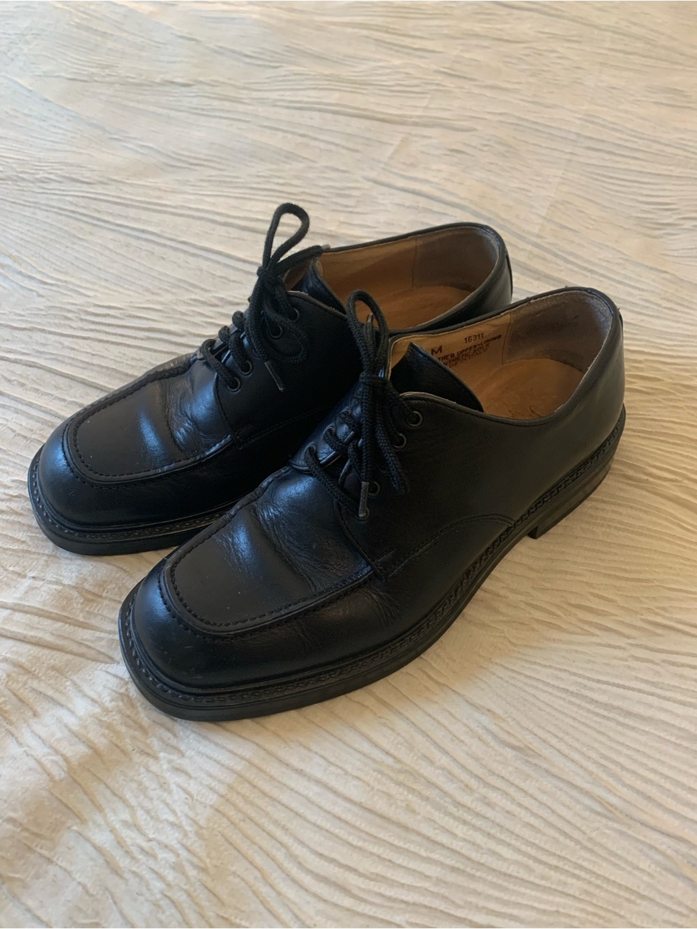 J. Crew Made in Italy Black Leather Chunky Moc Toe Derby dress shoes, size 10M